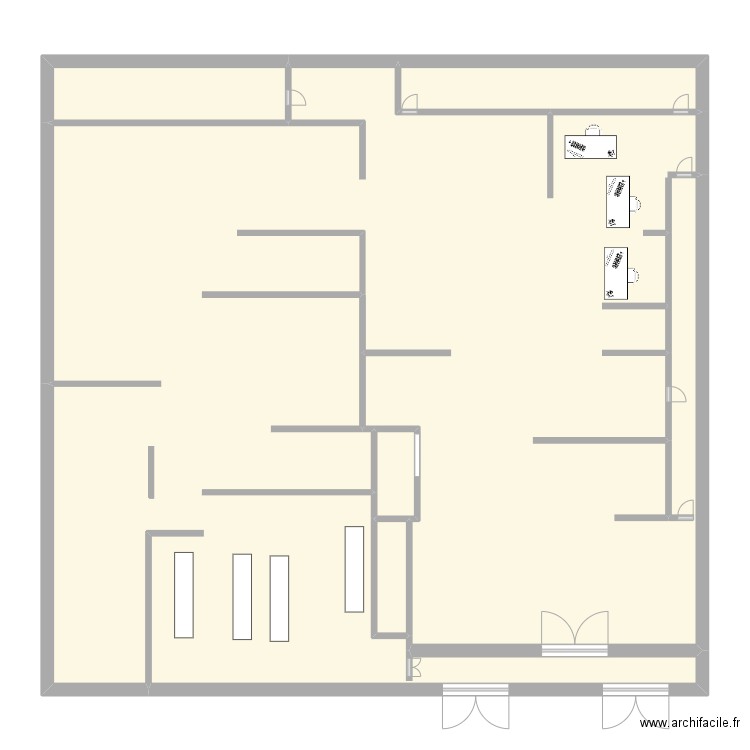 Magasin Orchestra. Plan de 5 pièces et 169 m2