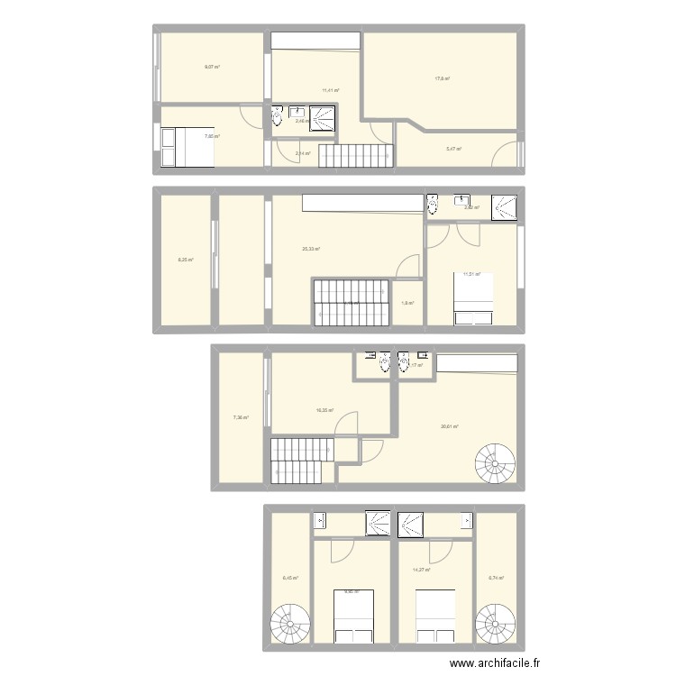 Sannois. Plan de 21 pièces et 193 m2