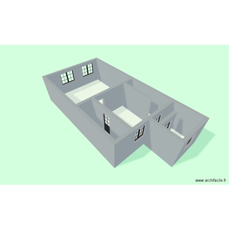 Vue 3D Aménagement 1er Nvx  V1  . Plan de 3 pièces et 54 m2