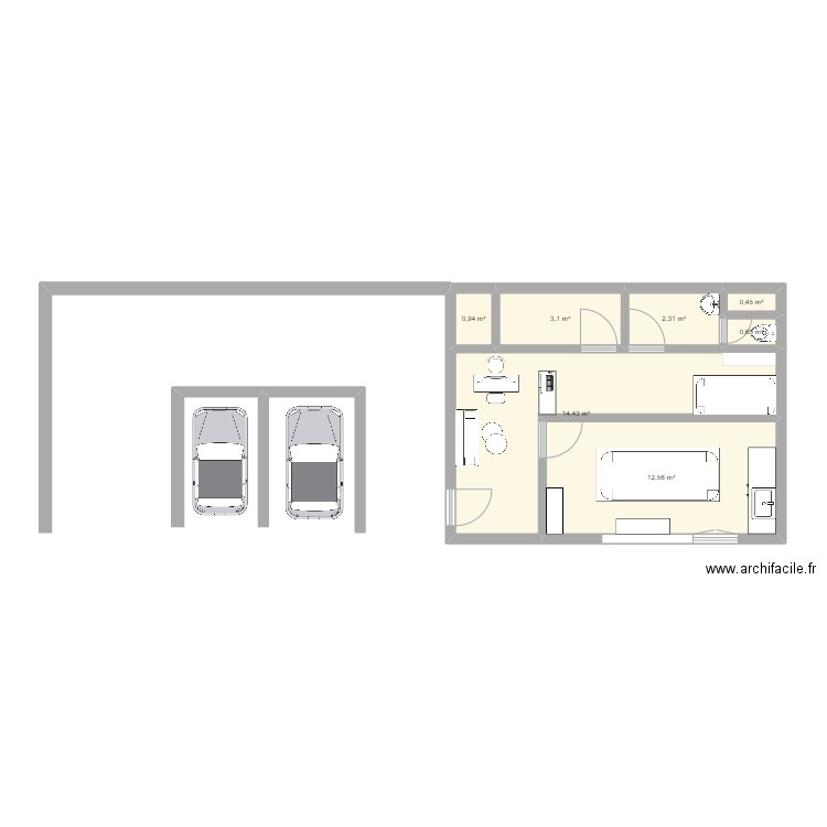 piece institut. Plan de 7 pièces et 34 m2