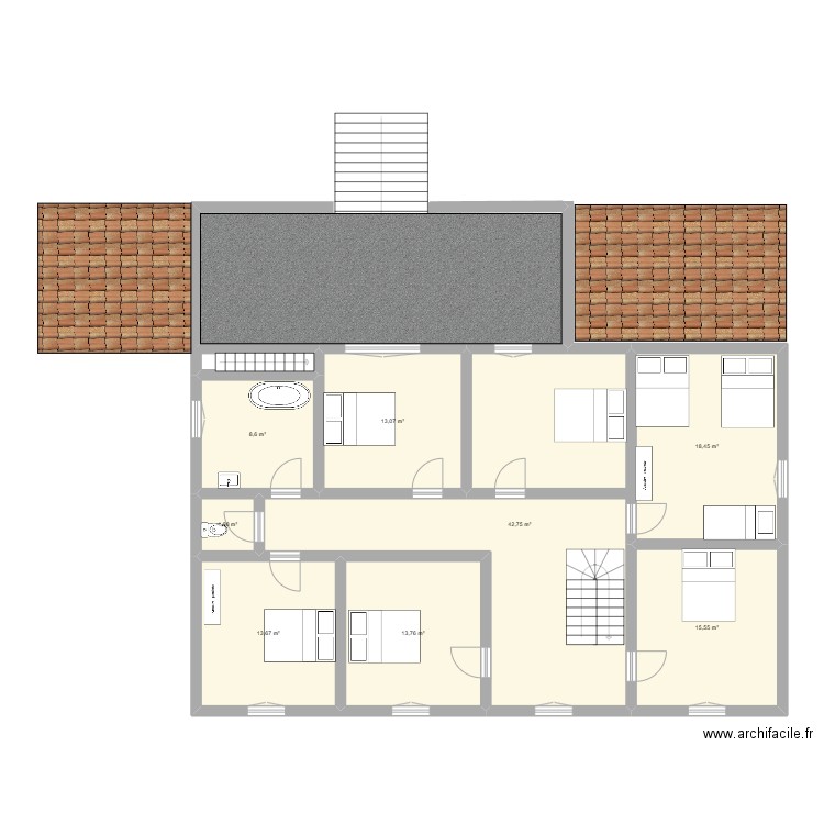 maison mere etg. Plan de 8 pièces et 128 m2