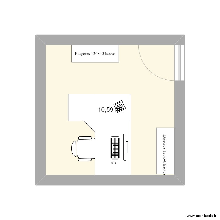 Bureau ASB. Plan de 1 pièce et 11 m2