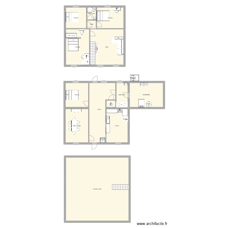 DROUIN. Plan de 14 pièces et 287 m2