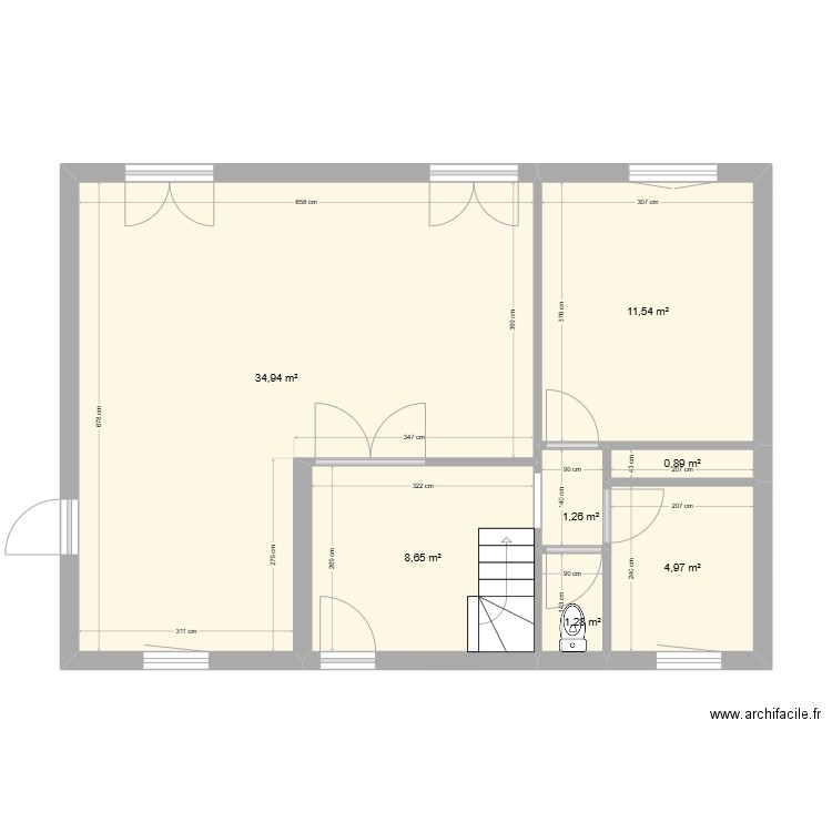 Quiberon (plan rdc travaux). Plan de 7 pièces et 64 m2