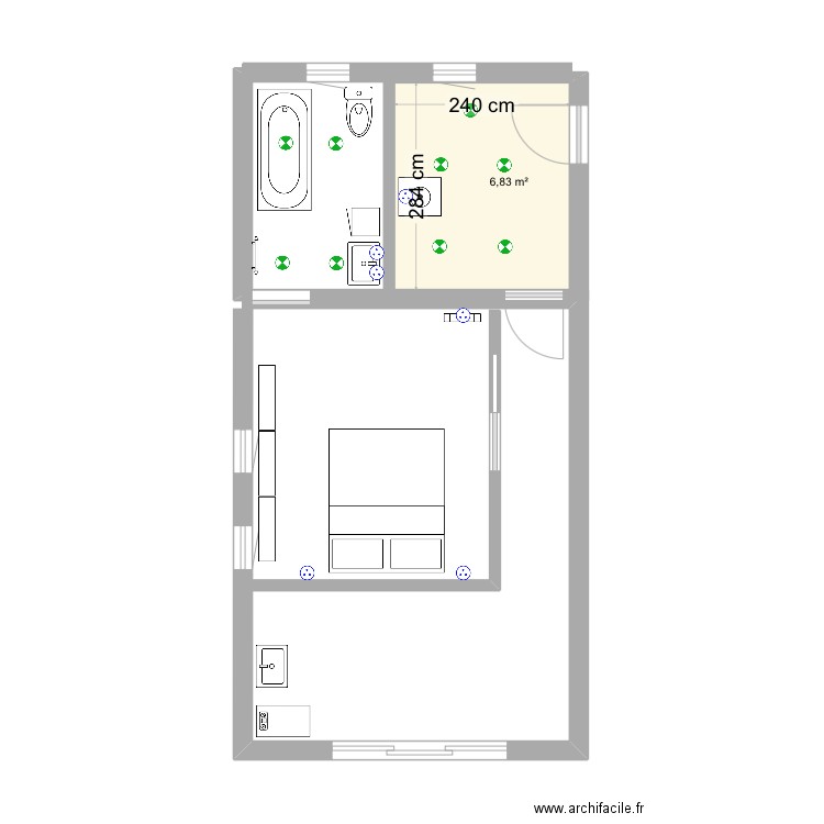 Bouc Bel Air. Plan de 1 pièce et 7 m2