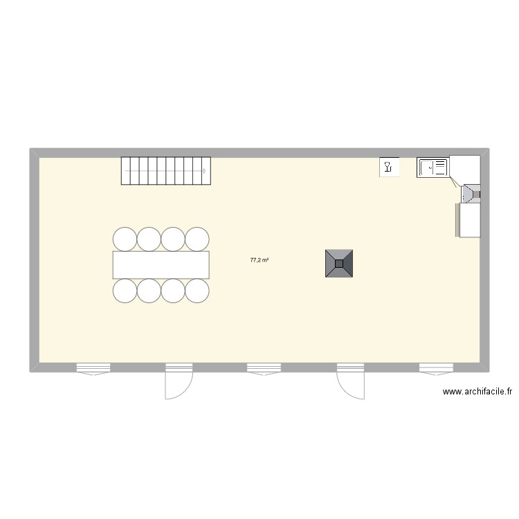 maison. Plan de 1 pièce et 77 m2