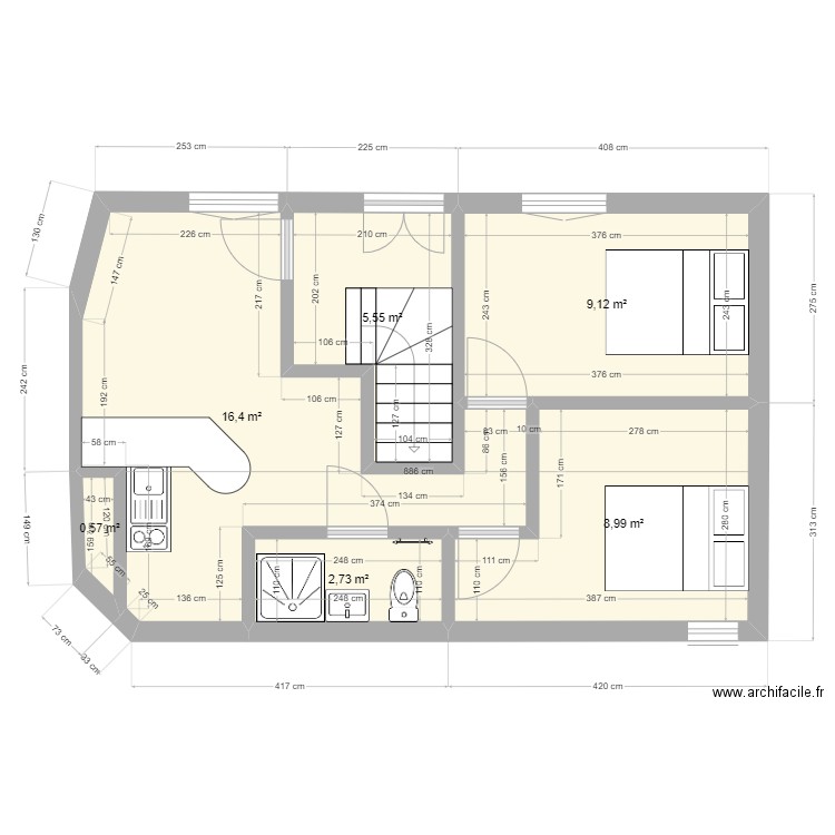 plan de appart 1 bis. Plan de 6 pièces et 43 m2