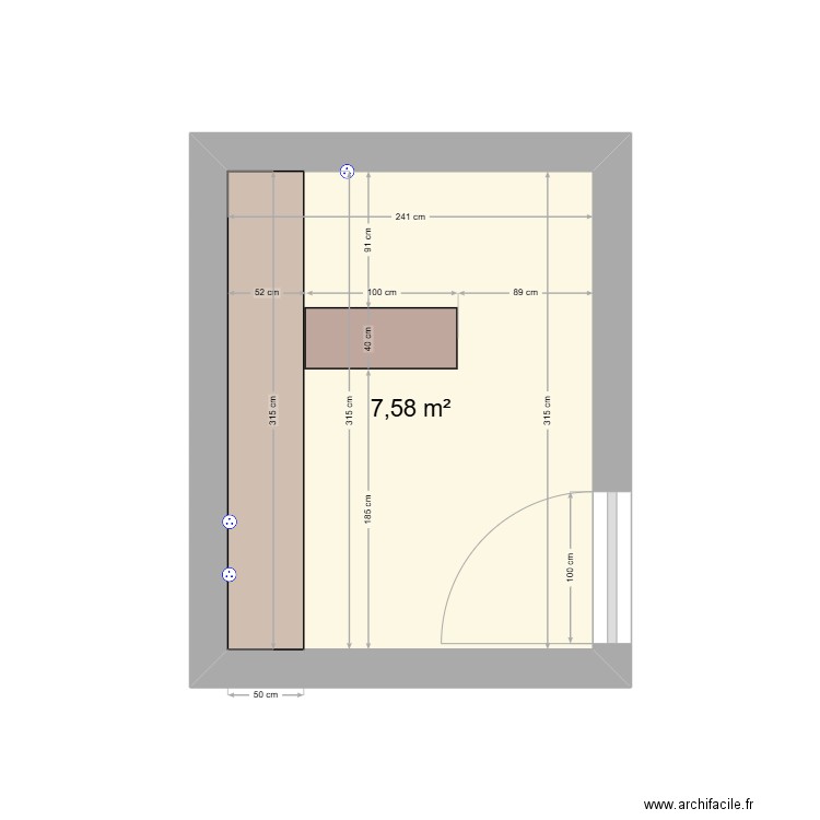 CABINE 1 ST JEAN DE VEDAS. Plan de 1 pièce et 8 m2