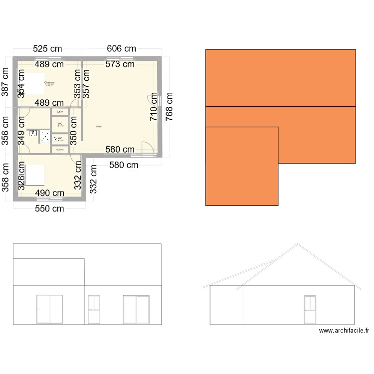 Maison bourg 2. Plan de 7 pièces et 90 m2