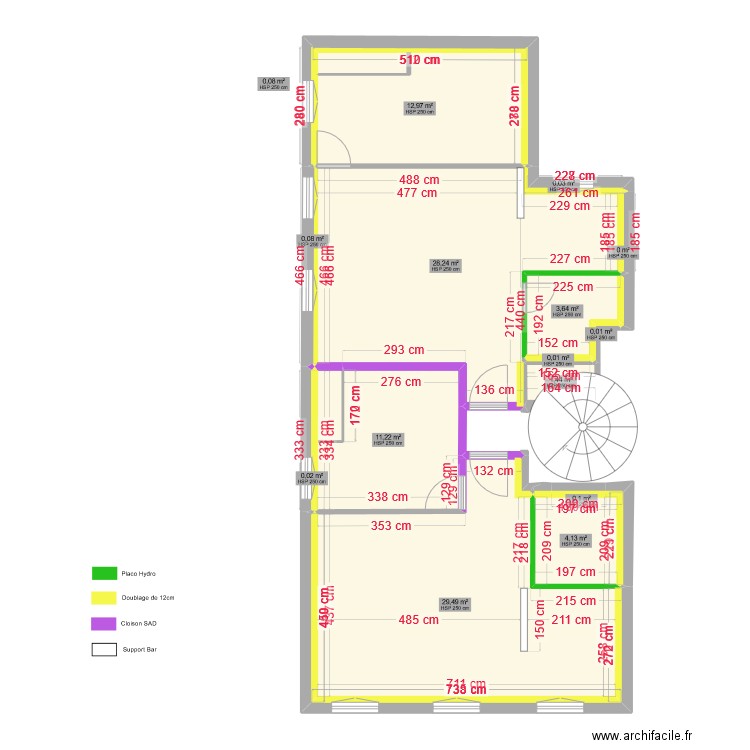 19 TIVOLI N+1 PLAN PLÂTRERIE. Plan de 15 pièces et 91 m2