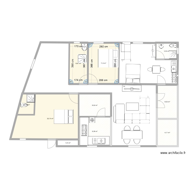 TREVANI2024. Plan de 10 pièces et 73 m2