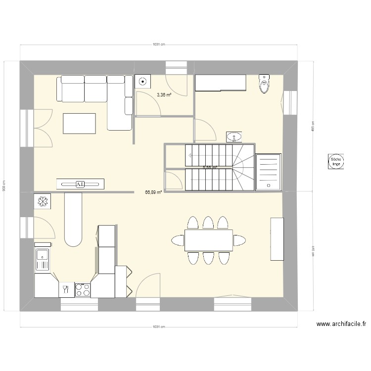 Philippe et Annabelle. Plan de 3 pièces et 76 m2