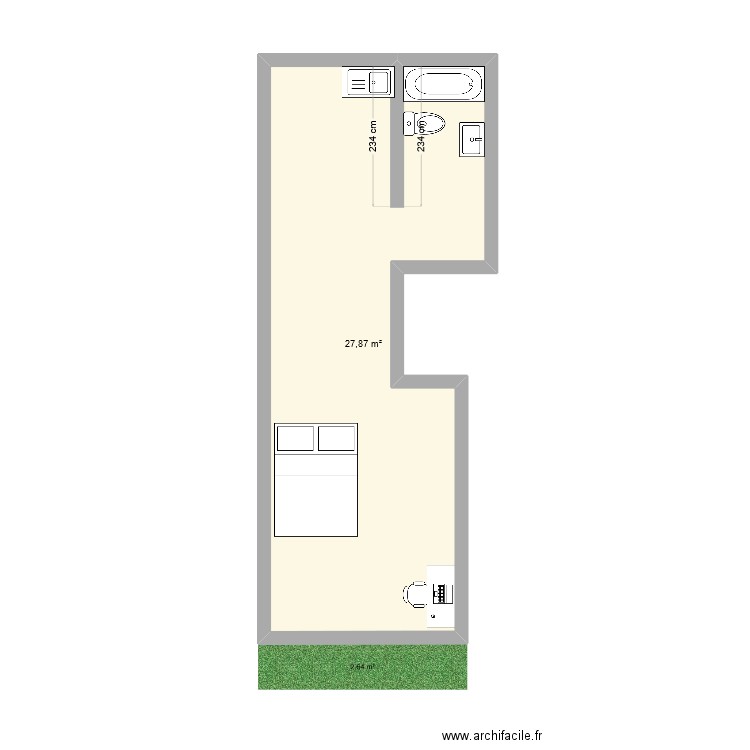 LES GRANDS PINS. Plan de 1 pièce et 28 m2