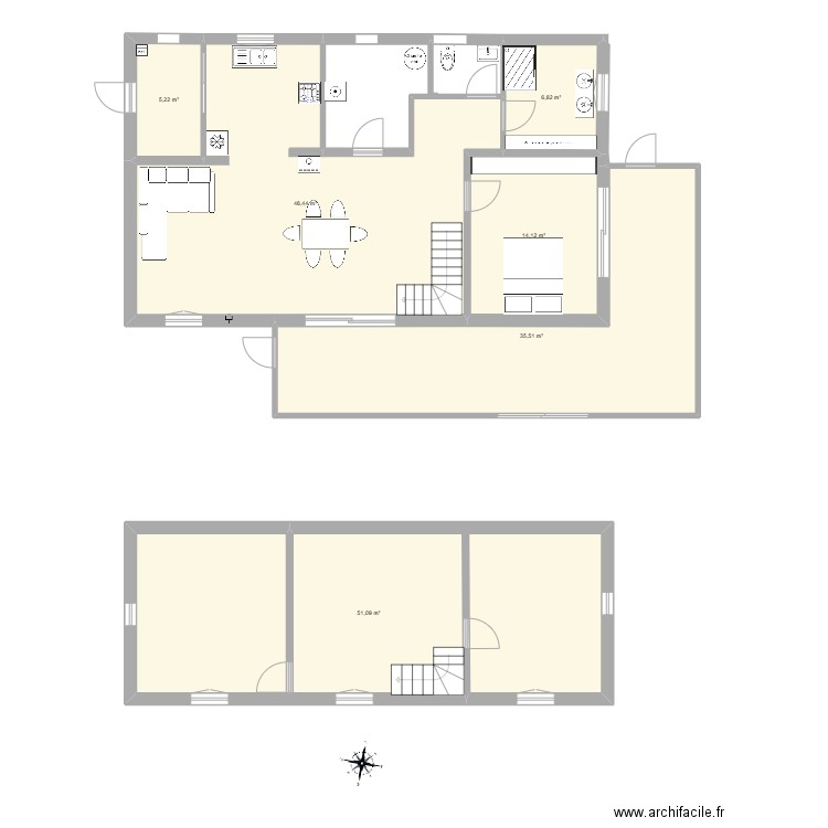 MAISON. Plan de 6 pièces et 161 m2