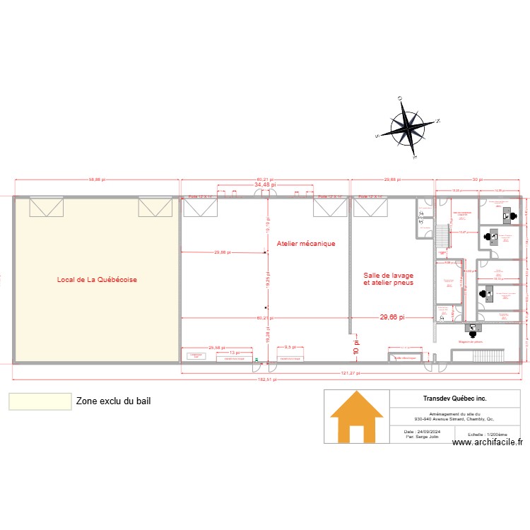 20240621 940 Plan section bureaux. Plan de 24 pièces et 1418 m2