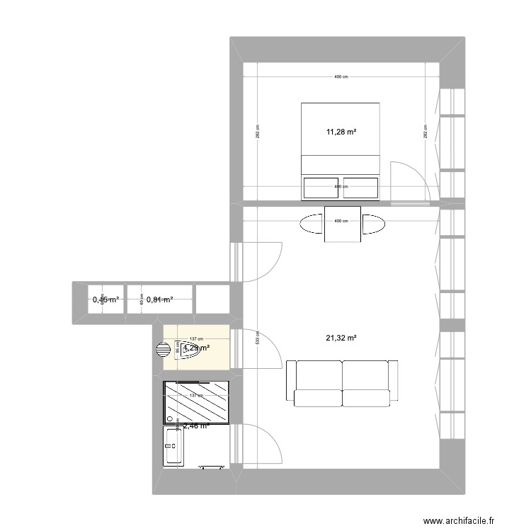 Appartement 2. Plan de 6 pièces et 38 m2