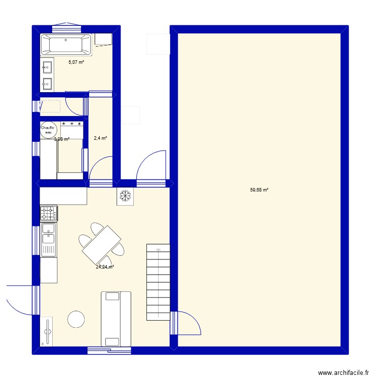 grange . Plan de 5 pièces et 95 m2