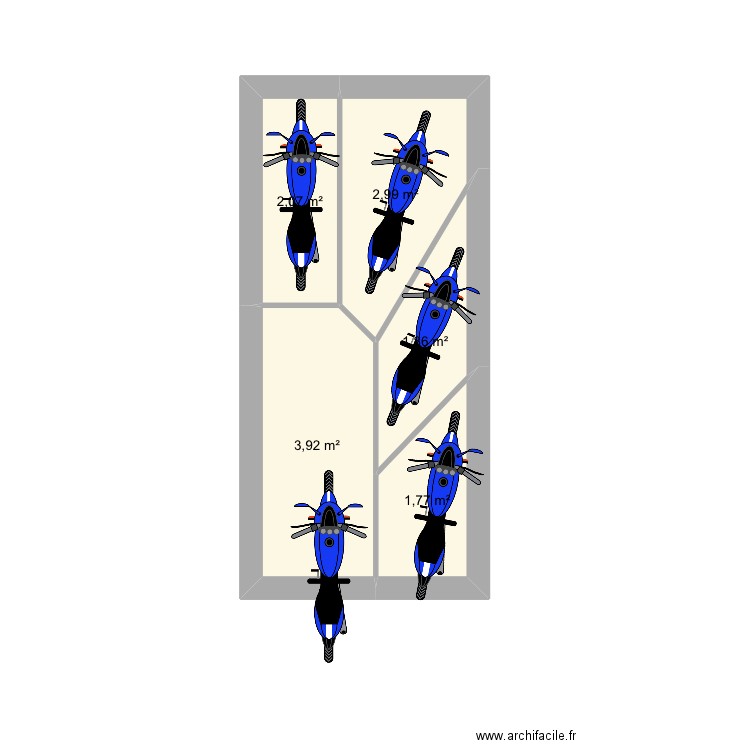 Parking 11. Plan de 5 pièces et 13 m2