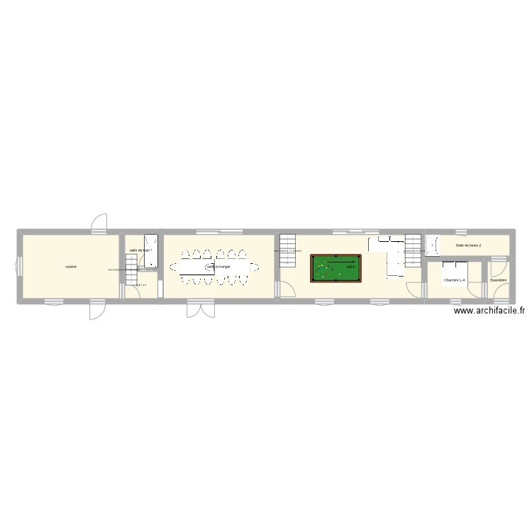 Moulinel. Plan de 8 pièces et 77 m2