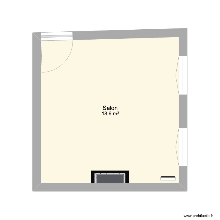 Salon. Plan de 1 pièce et 19 m2