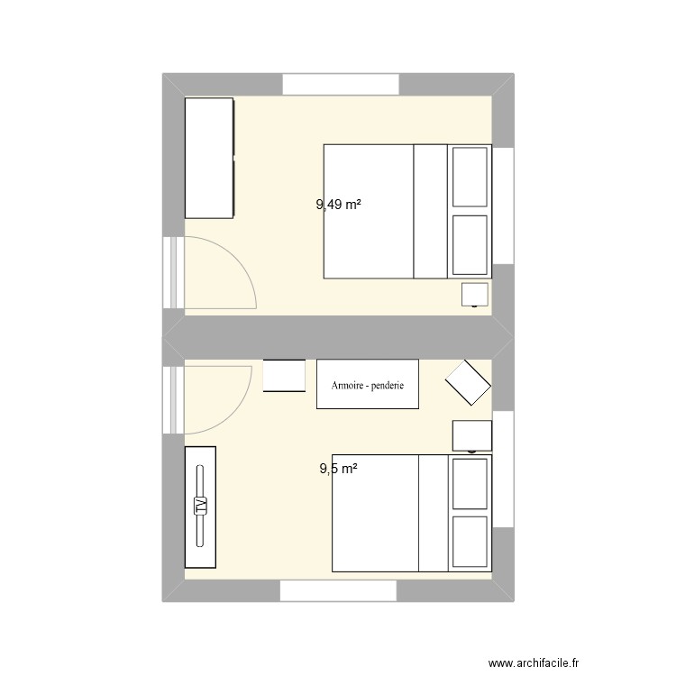 chalet gignat. Plan de 2 pièces et 19 m2