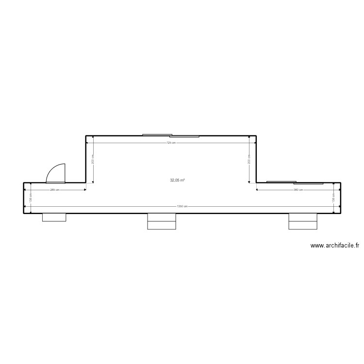 PONT. Plan de 1 pièce et 32 m2