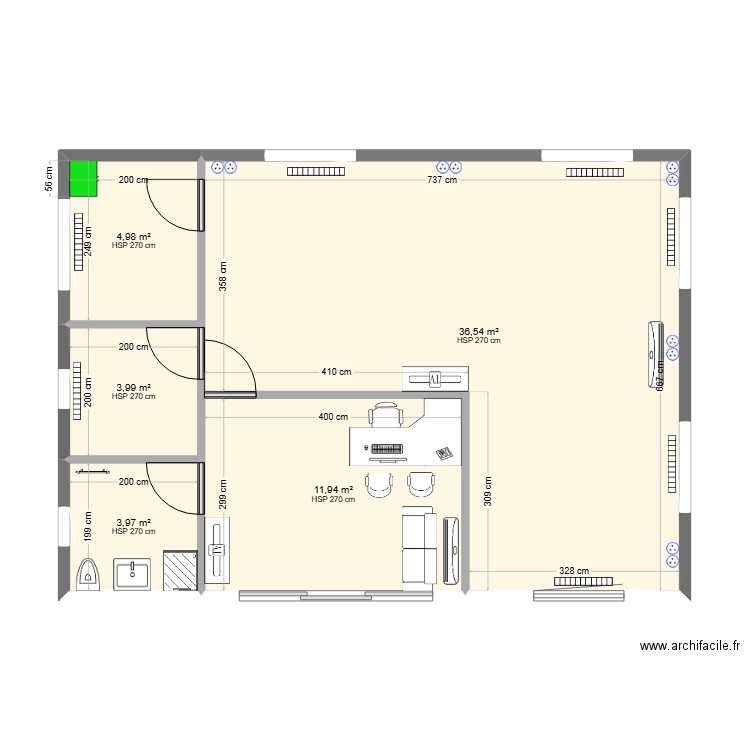 webasto. Plan de 5 pièces et 61 m2