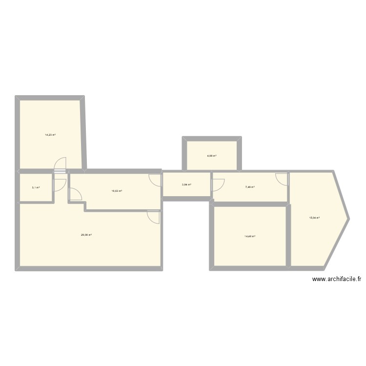 SG F. Plan de 9 pièces et 103 m2