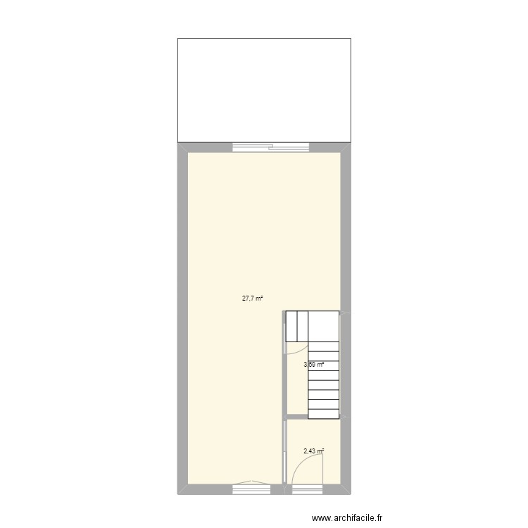 duplex 1 etage 1. Plan de 3 pièces et 34 m2