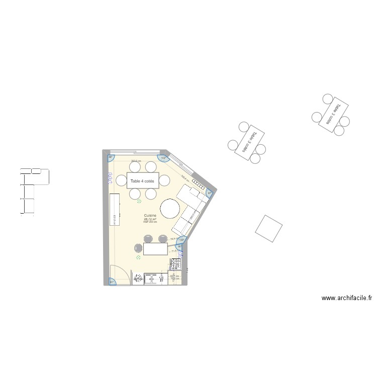 SEJOUR 3. Plan de 1 pièce et 27 m2