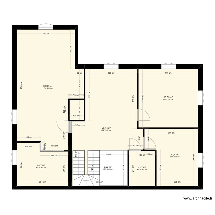 Maison 1er. Plan de 7 pièces et 115 m2