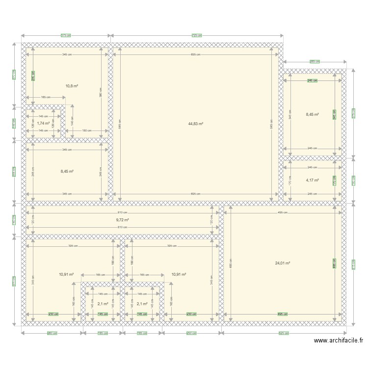 Plan Princy. Plan de 12 pièces et 138 m2