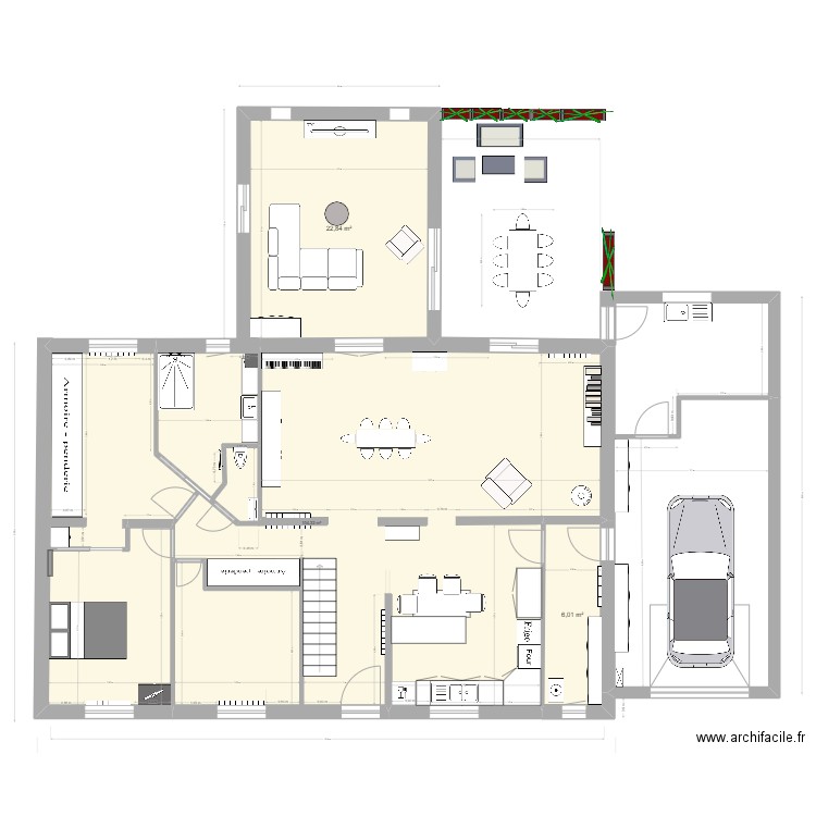 TIREAU     VERSION 2. Plan de 3 pièces et 133 m2