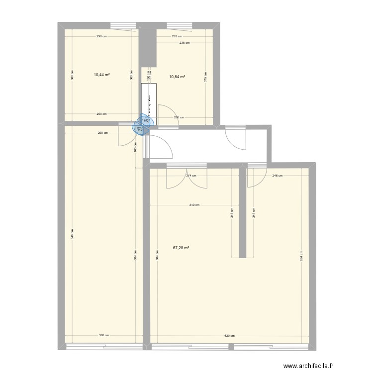 ARCA20240929. Plan de 3 pièces et 88 m2