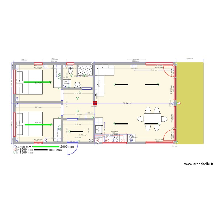 Гаврилово эл. Plan de 6 pièces et 75 m2