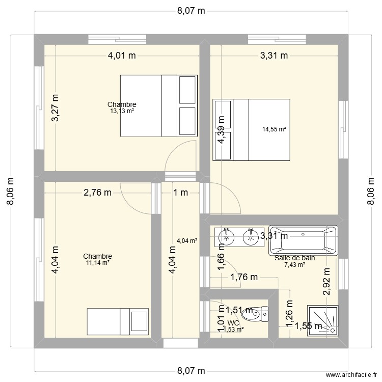 AGRANDISSEMENT. Plan de 6 pièces et 52 m2