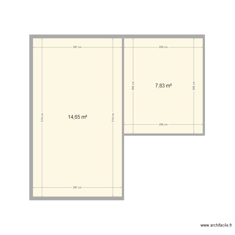 Plan aménagement R+1. Plan de 2 pièces et 22 m2