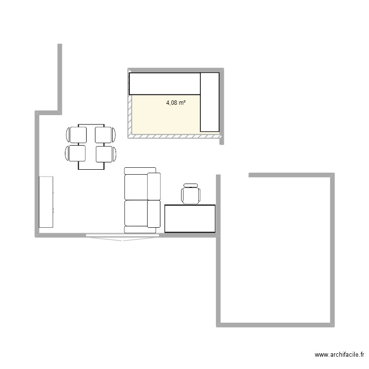 Appart. Plan de 1 pièce et 4 m2