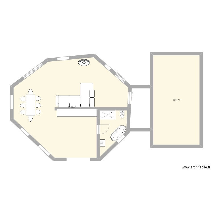 plan maison 1. Plan de 2 pièces et 93 m2