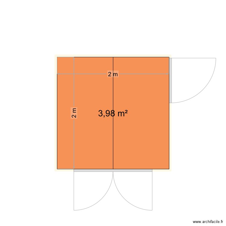 Abri de jardin. Plan de 1 pièce et 4 m2