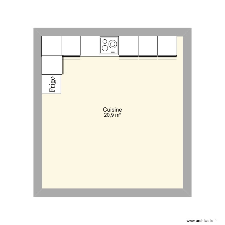 CUISINE. Plan de 1 pièce et 21 m2