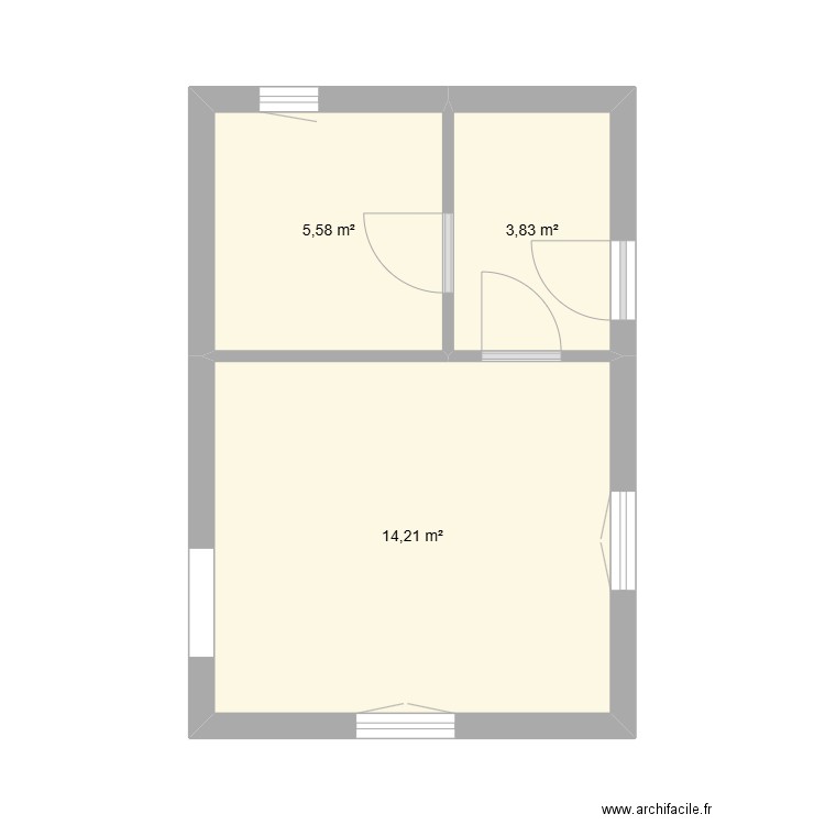 extension petit crano. Plan de 3 pièces et 24 m2