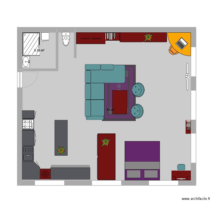 Appartement Lexa. Plan de 2 pièces et 64 m2