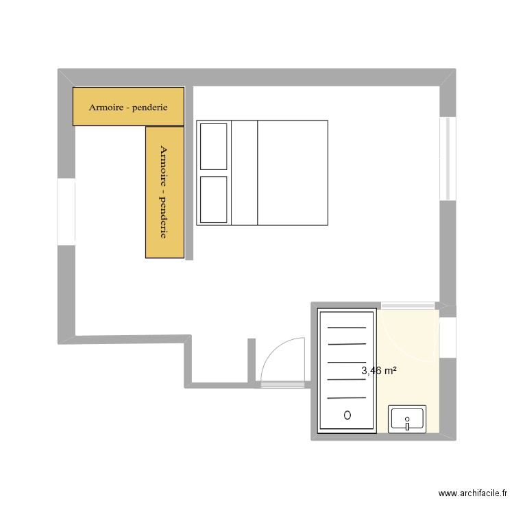 Chambre Parentale 1. Plan de 1 pièce et 3 m2