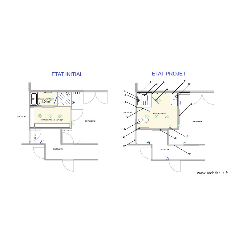 DRISS MARC. Plan de 3 pièces et 10 m2