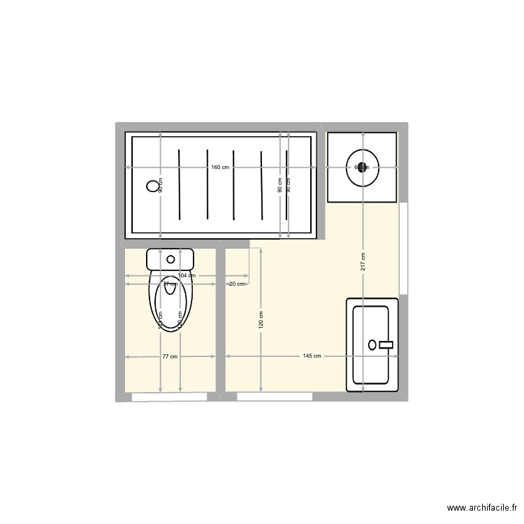 salle de bain. Plan de 2 pièces et 5 m2