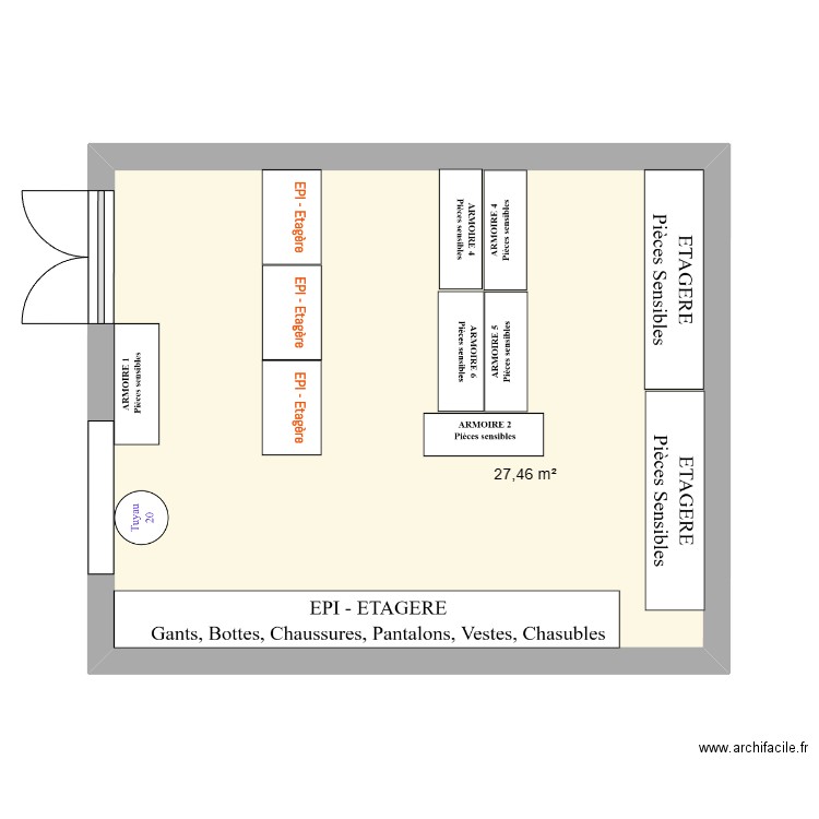 Plan mag EPI 3. Plan de 1 pièce et 27 m2