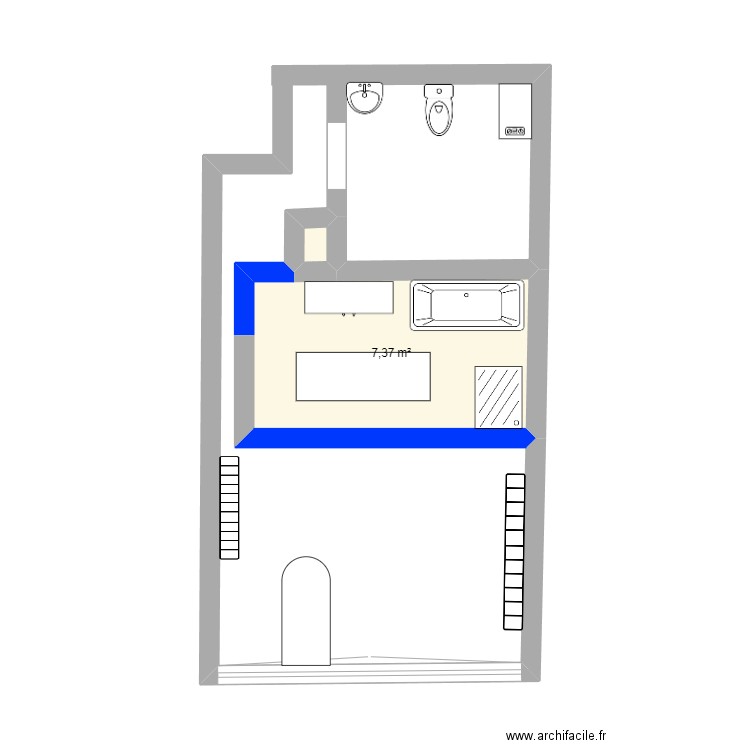 boutiue. Plan de 2 pièces et 8 m2