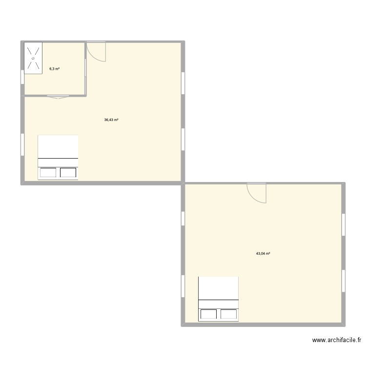 Chambre parentale. Plan de 3 pièces et 86 m2