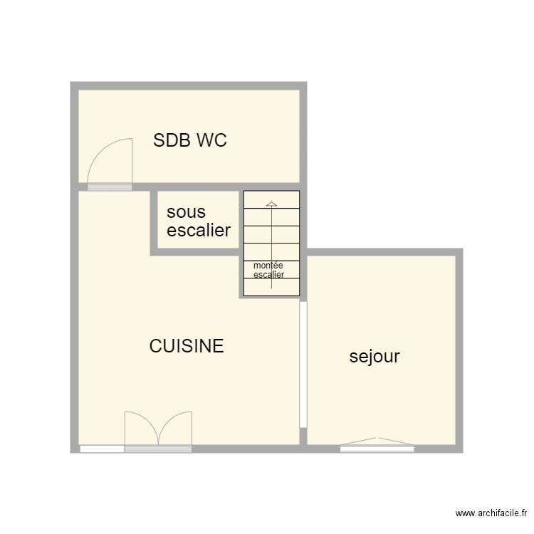 VAUVERT RDC. Plan de 5 pièces et 19 m2